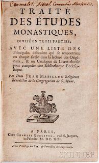 Mabillon, Jean (1632-1707) Traite des Etudes Monastiques.