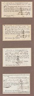 Revolutionary War-era Pay Receipts, Four from Connecticut, 1781-1785.