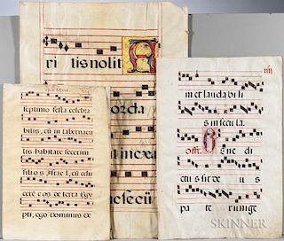 Antiphonal Manuscript Leaves on Parchment, Five.