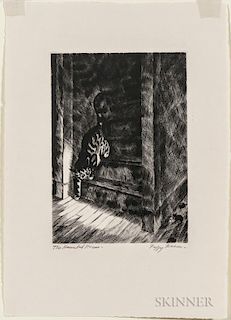 Bacon, Peggy (1895-1987) Limited Edition Signed Original Drypoint Etching, The Haunted House  , 1939.