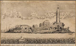 Boston, Four Small Engraved Views from Massachusetts Magazine  , 1789-1791.