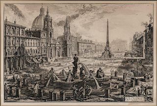 Piranesi, Giovanni Battista (1720-1778) Veduta di Piazza Navona sopra le rovine del Circo Agonale,   [from] Vedute di Roma.