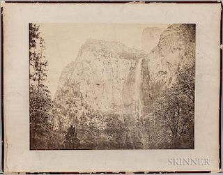 Watkins, Carleton (1829-1916) Mammoth Albumen Photograph, Bridal Veil Fall, Yosemite  , 1861.