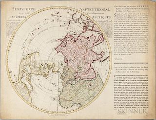 Arctic Circle. Guillaume de L'Isle (1675-1726) Hemisphere Septentrional pour voir plus distinctoment les Terres Arctiques.