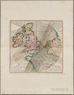 Eclipse, Northern Europe. A Map Exhibiting the Dark Shadow of the Moon over England and other Parts of Europe in the Five Gre