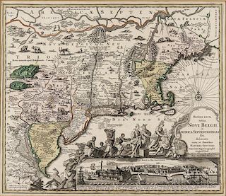New England, New York, and New Jersey. Matthias Seutter (1678-1757) Recens Edita Totius Novi Belgii in America Septentrionale