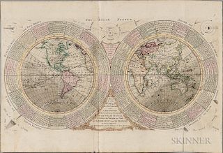 World, Double-hemisphere. Benjamin Martin (1705-1782) A Map of the World on a New Projection with a Delineation of the Variou