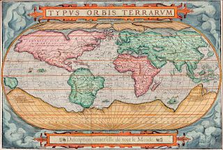 World. Francois de Belleforest (1530-1583) Typus Orbis Terrarum, Description Universelle de tout le Monde.