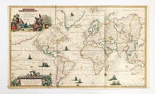 World. Gerard van Keulen (1678-1726) Nieuwe Wassende Graaden Paskaart Vertoonende alle de bekende Zeekusten en Landen op den