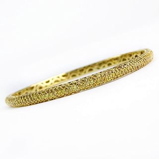 Approx. 6.0 Carat Pave Set Fancy Yellow Diamond and 18 Karat Yellow Gold Bangle Bracelet.