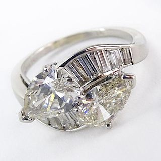 Vintage Approx. 3.69 Carat Diamond and Platinum Cross Over Ring.