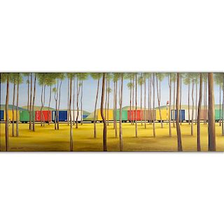 After: Jeffrey Edson Smart, Australian (1921-2013) Oil on canvas "The Train".