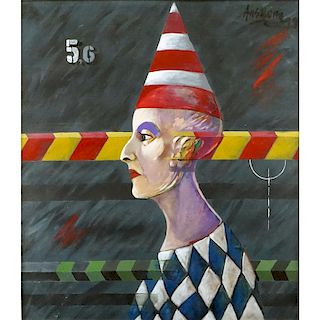Jose Mario Ansalone, Argentine (1943 - ) Acrylic on canvas "Clown".