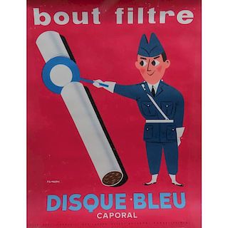 Pierre Fix-Masseau circa 1956 Bout Filtre Disque Bleu Caporal Poster.