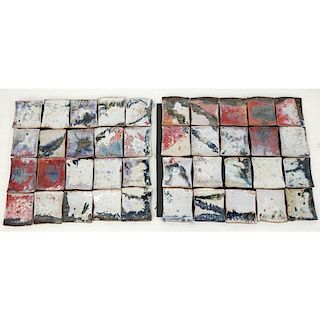 Large Contemporary Glazed Pottery Tile Wall Art.
