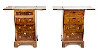 A Pair of George III Style Burlwood Side Cabinets Height 37 x width 19 x depth 20 1/2 inches.