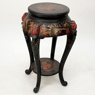 Vintage Chinese Carved and painted Wood Table.
