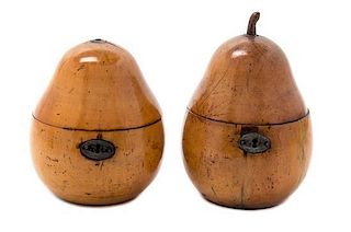 Two Regency Fruitwood Tea Caddies Height of first 7 inches.