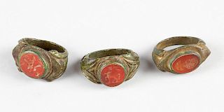 Set of three Roman bronze rings
