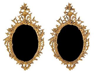 A Pair of George II Style Giltwood Mirrors Height 48 x width 29 inches.