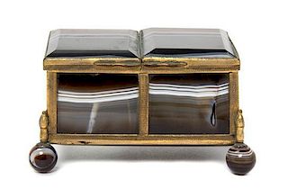 A French Gilt Metal Mounted Agate Casket Width 4 3/4 inches.