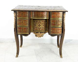 A French baroque small writing desk decorated in Boule technique intarsias