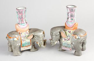 Two oriental porcelain elephants