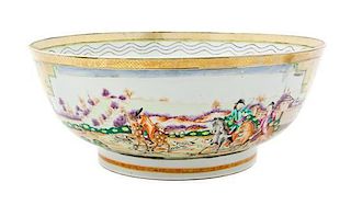 A Chinese Export Porcelain Punch Bowl Diameter 14 1/4 inches.