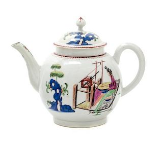 A Worcester Porcelain Teapot Height 5 3/4 inches.