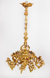 A charming small bronze chandelier