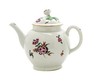 A Worcester Porcelain Teapot Height 6 1/2 inches.