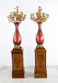 A pair of large hall candelabras