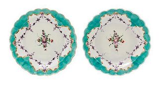 A Pair of Worcester Porcelain Shallow Bowls Diameter 7 3/8 inches.