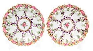 A Pair of Worcester Porcelain Shallow Dishes Diameter 8 3/8 inches.