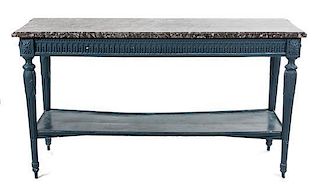 A Louis XVI Style Painted Console Table Height 35 1/2 x width 64 x depth 21 3/8 inches.