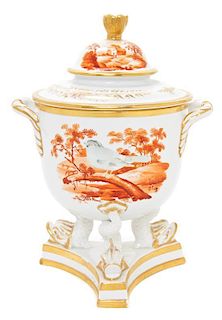 A Worcester Porcelain Covered Urn Height 11 inches.