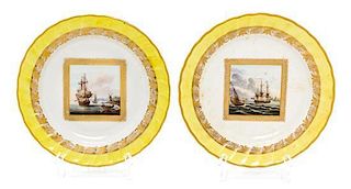A Pair of Derby Porcelain Plates, Diameter 9 inches.
