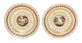 A Pair of Derby Porcelain Plates Diameter 9 1/8 inches.