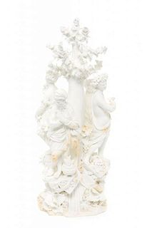 A Derby Bisque Figural Group Height 10 3/4 inches.