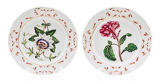 A Pair of English Porcelain Dessert Plates Diameter 8 3/8 inches.