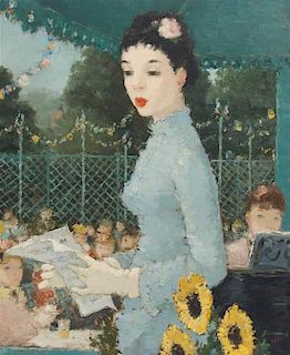 Dietz Edzard, (German, 1893-1963), Girl with Sunflowers