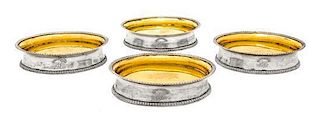 A Set of Four American Silver Salts, Joel Sayre, New York and Southampton, NY, circa 1810, each with a gilt interior