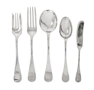 A Group of American Silver Flatware, Tiffany & Co., New York, NY, Circa 1890, King William-Antique pattern, comprising 1 lunch f