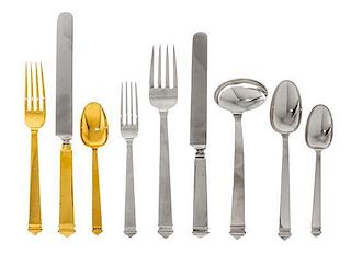 A Group of American Silver Flatware, Tiffany & Co., New York, NY, 20th Century, Hampton pattern, comprising 9 tablespoons 1 serv