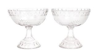 A Pair of Cut Glass Footed Bowls Height 8 inches.