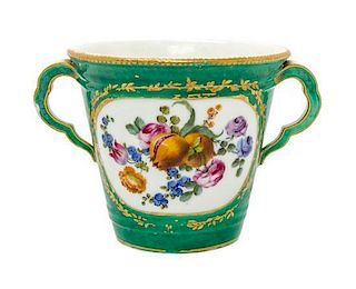 A Sevres Porcelain Cache Pots Height 5 1/4 inches.