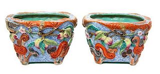 A Pair of Chinese Jardinieres Height 5 3/4 inches.
