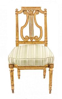 A Louis XVI Giltwood Side Chair, Height 34 inches.