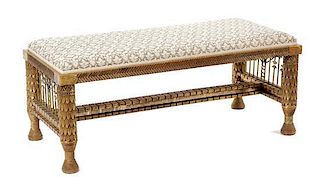 An Egyptian Revival Giltwood Bench from the Set of 20th Century Fox's Film Cleopatra, Height 18 x width 43 x depth 19 1/2 inches