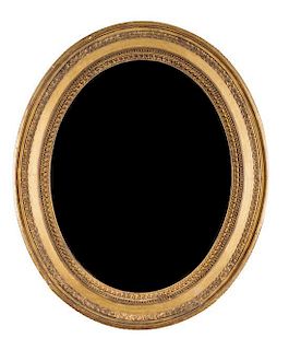 A Neoclassical Giltwood Mirror, Height 41 x width 34 inches.